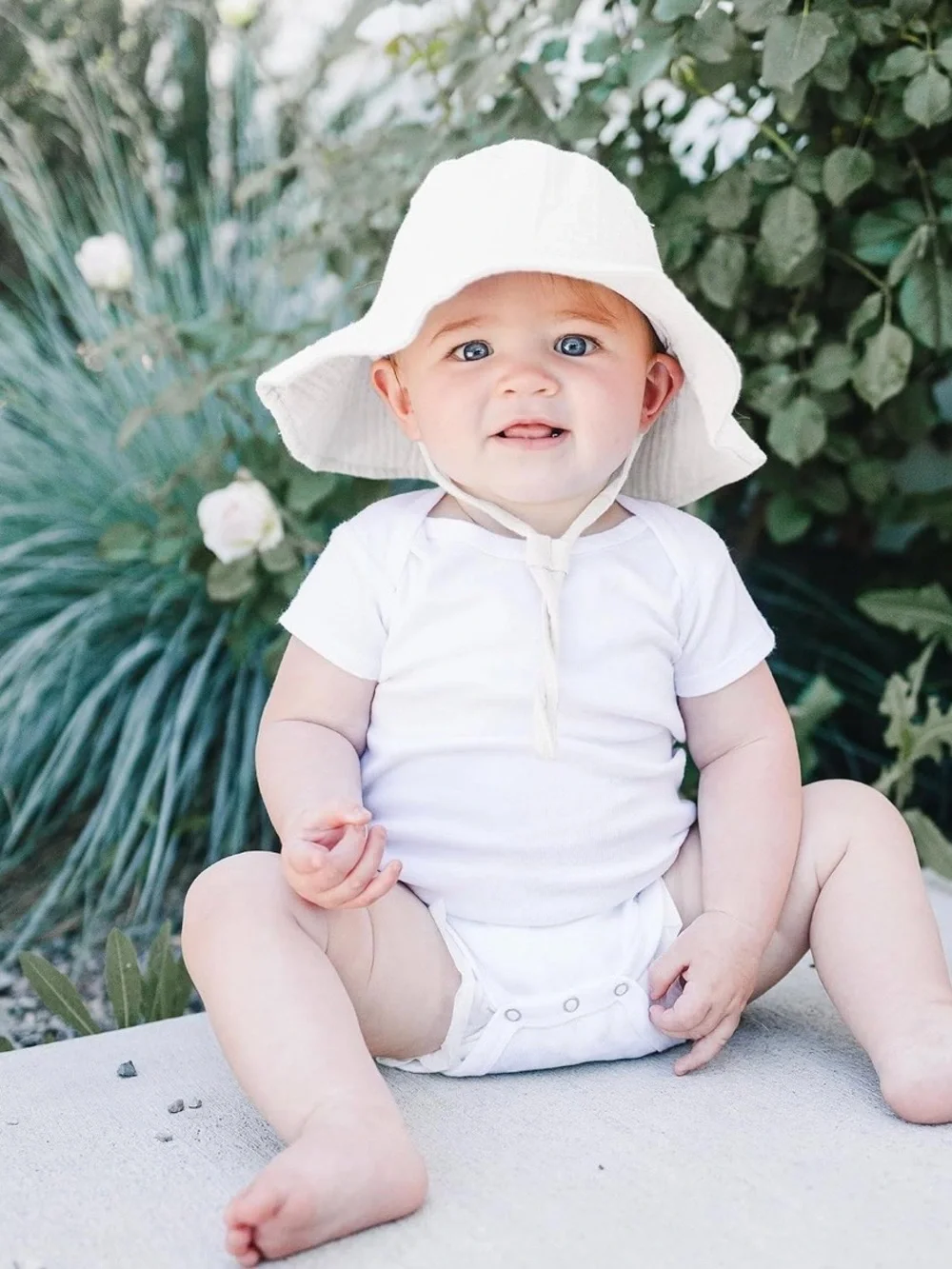 NIB 2-pack Baby Sun Hats - Muslin Cotton with Chin Strap